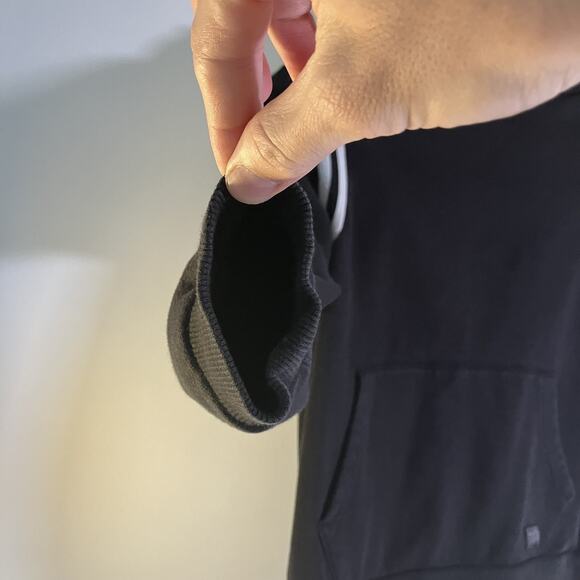 Volcom Hoodie Youth Large Black Thrifter Pullover Kangaroo Pocket Striped Sleeve - Picture 13 of 16